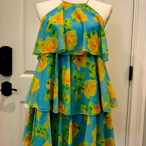 Floral Tiered Halter Dress